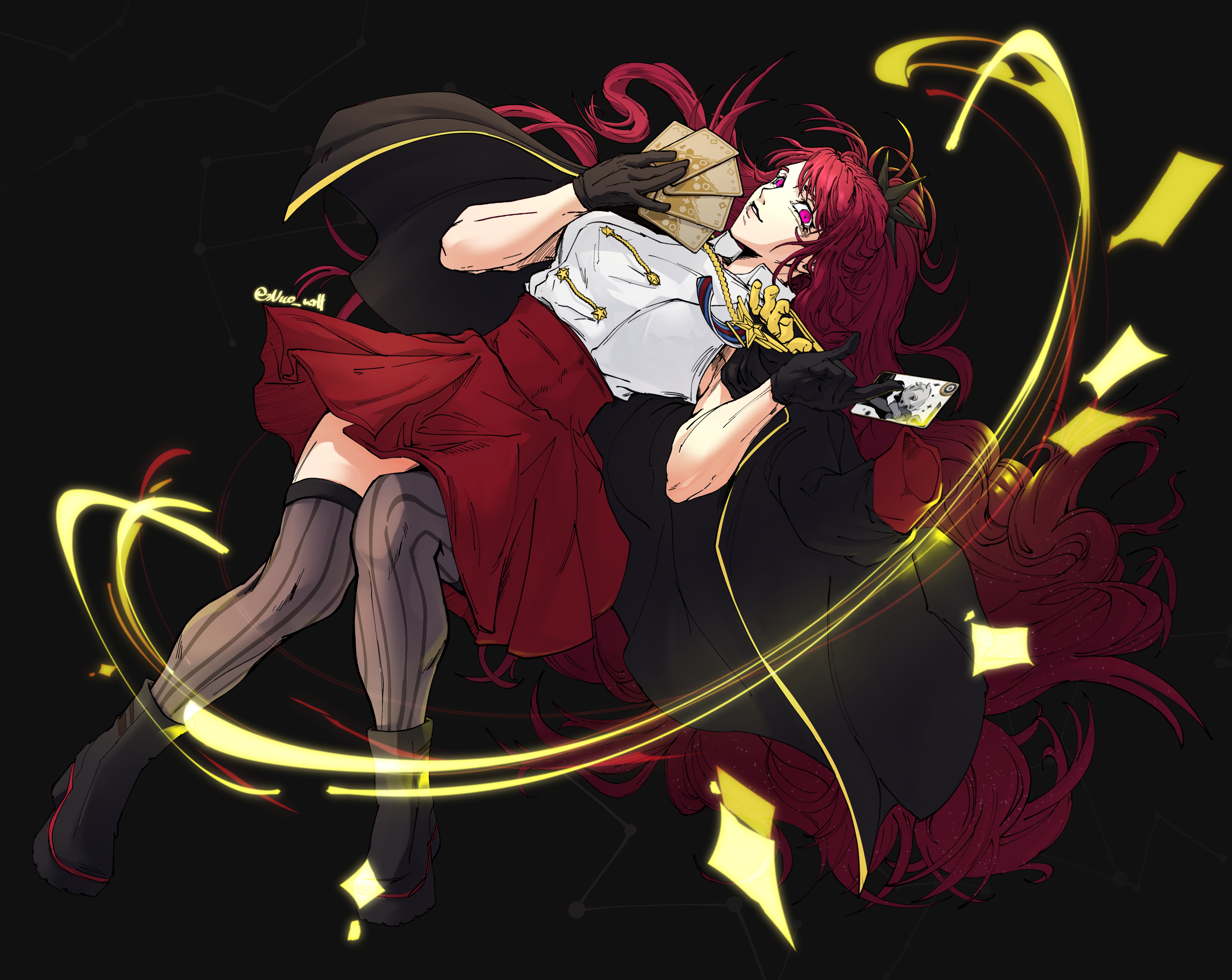 Fanart of Hoshino Laplace playing a card game